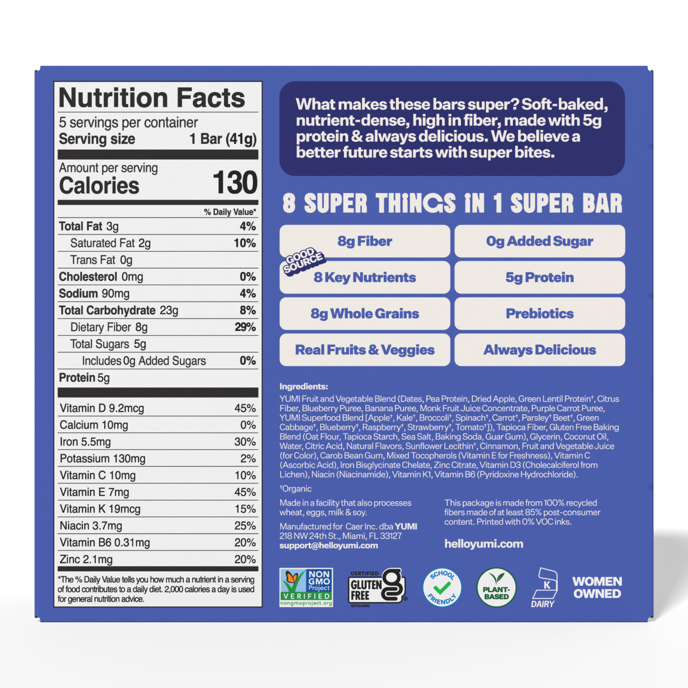 YUMI Fiber + Protein Soft-Baked Super Bars Blueberry - 7.2oz/Pack of 5 - Image 2