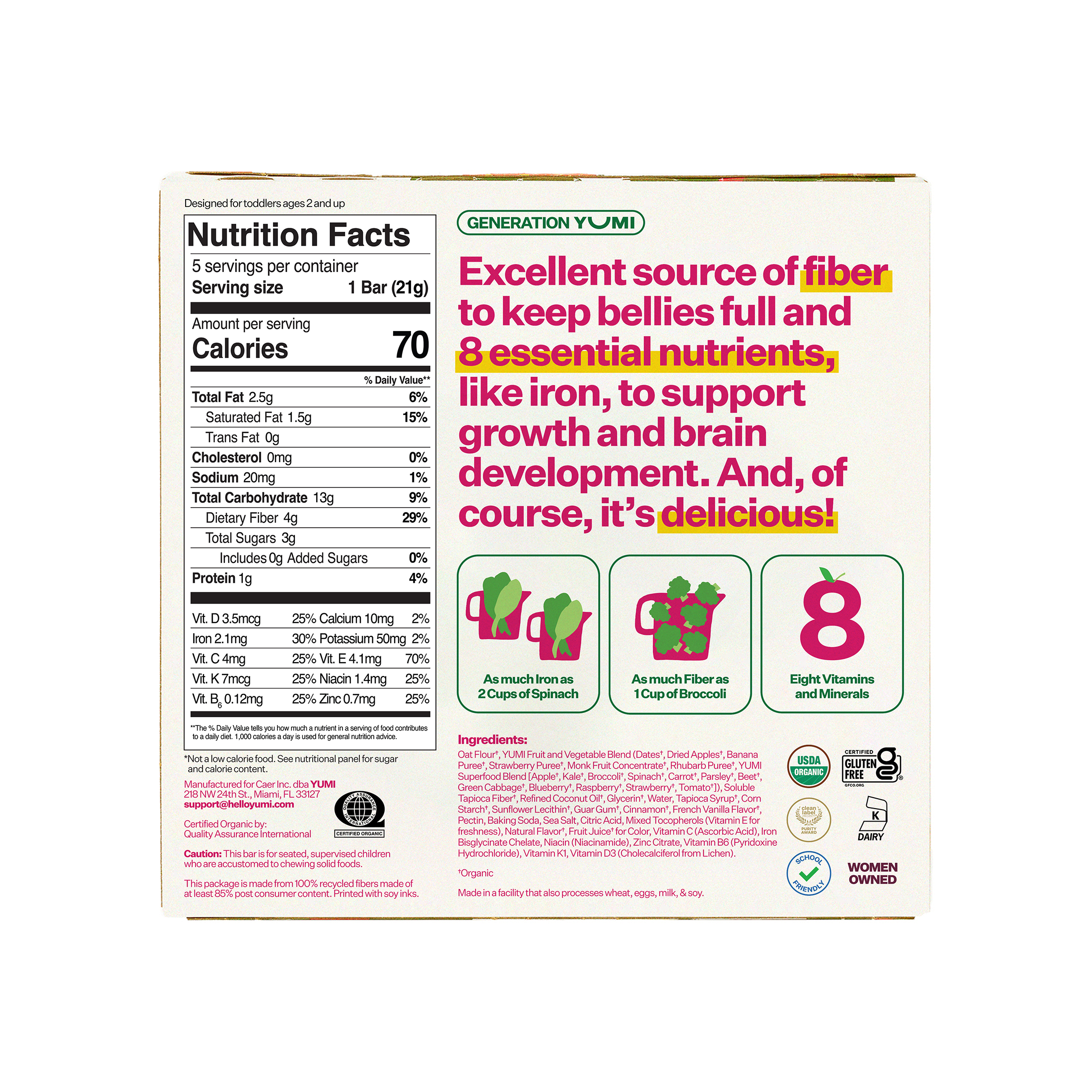 YUMI Fiber + Protein Soft-Baked Super Bars Blueberry - 7.2oz/Pack