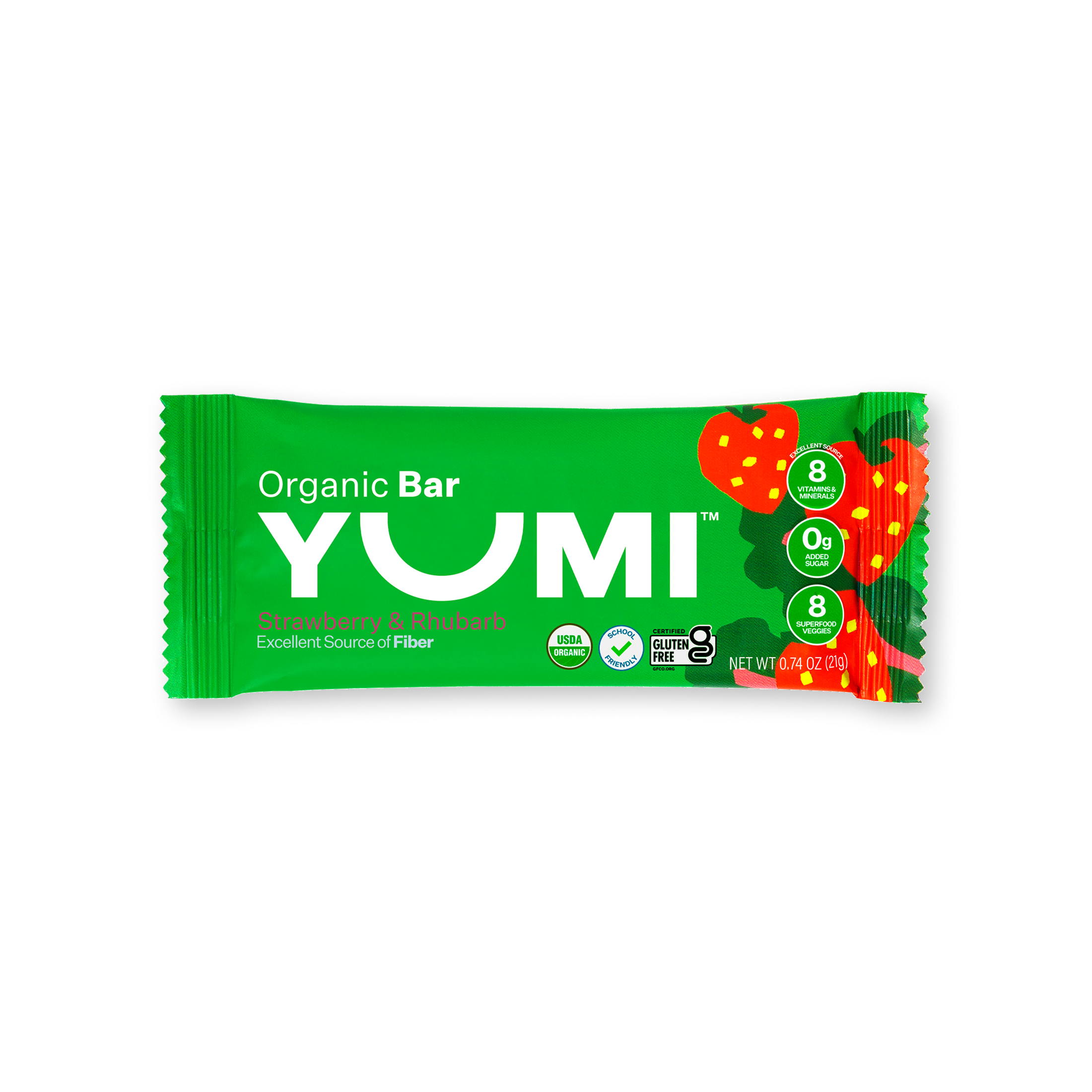 YUMI Organic Bar Bundle - Strawberry & Rhubarb - 30 Count - YUMI