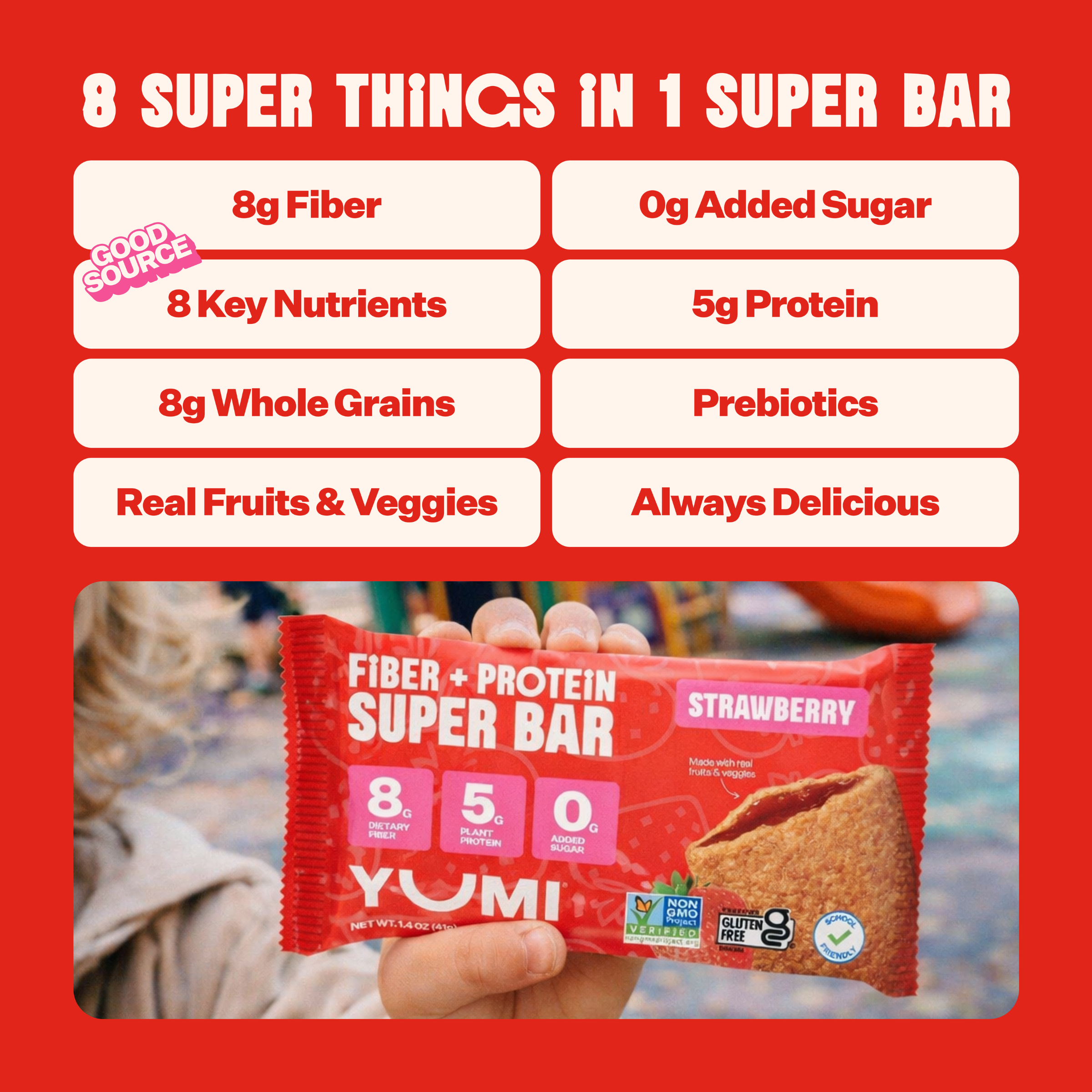 YUMI Fiber + Protein Soft-Baked Super Bars Strawberry - 7.2oz/Pack